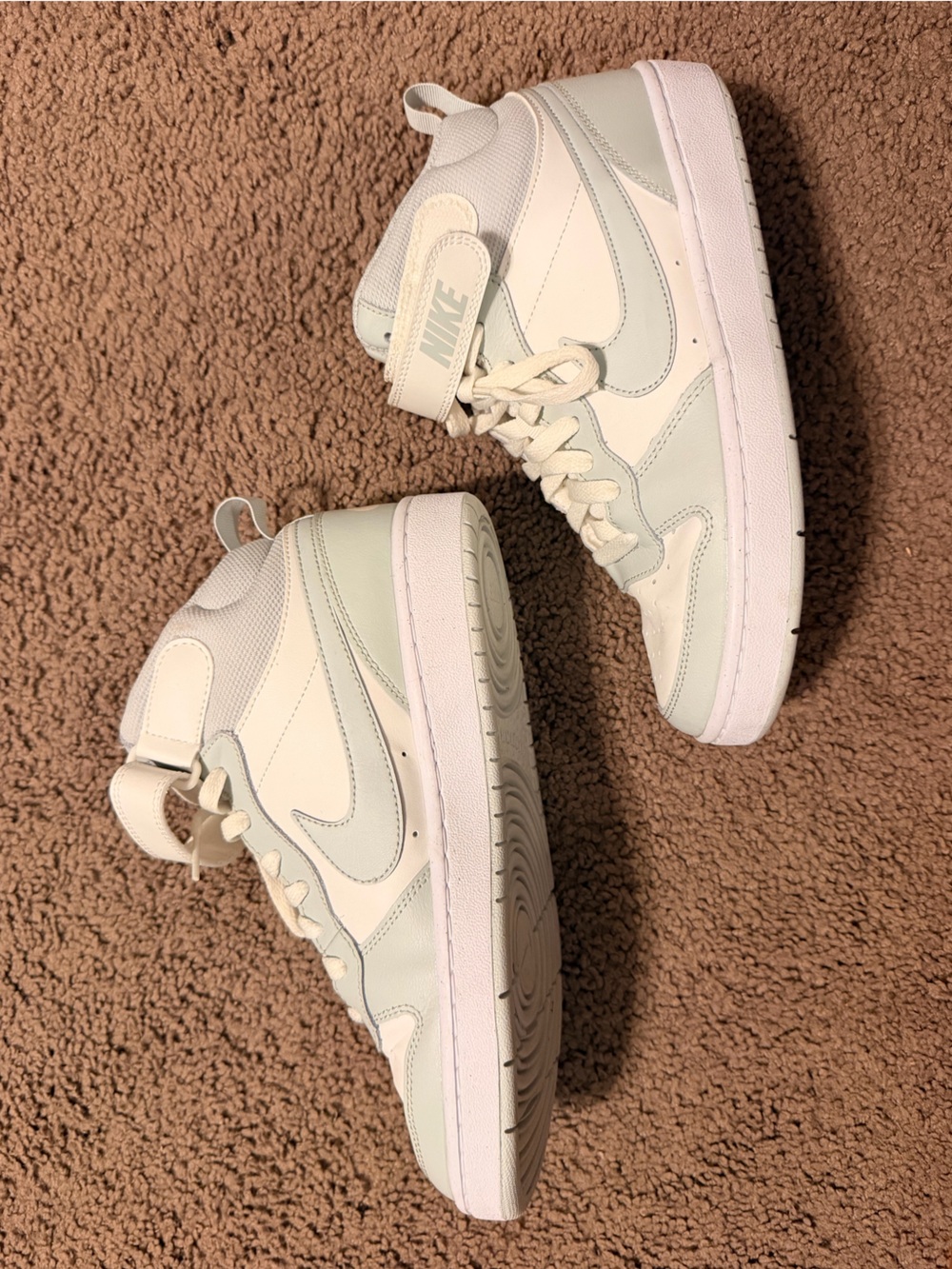 Nike Court Borough Mid 2 Sneakers White Light Mint Size 7Y NWOT No Box